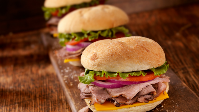 3 roast beef sandwiches