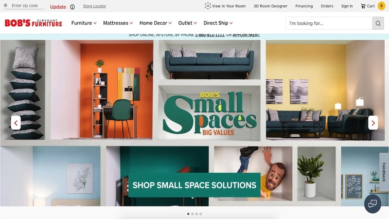 Bob's Discount Furniture homepage