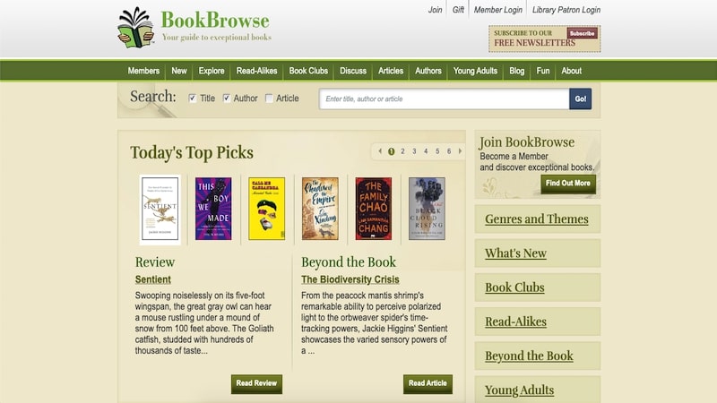 Book Browse home page