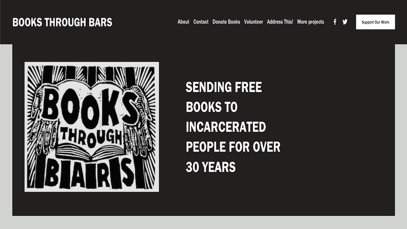Books Through Bars homepage