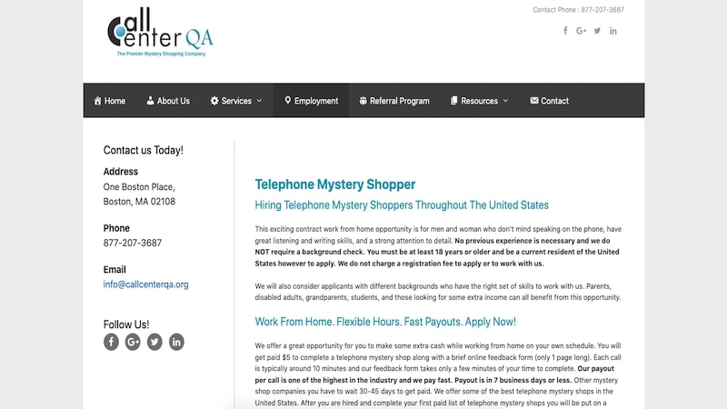 Call Center QA homepage
