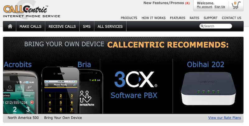 Call Centric home page