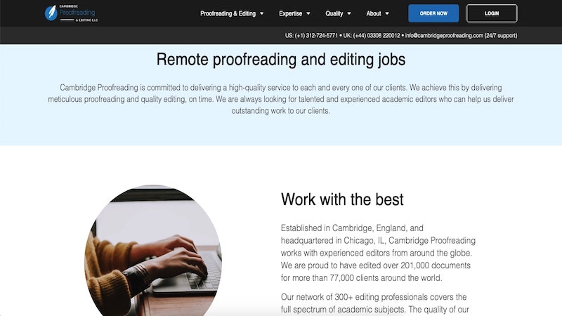 Cambridge Proofreading proofreading career page