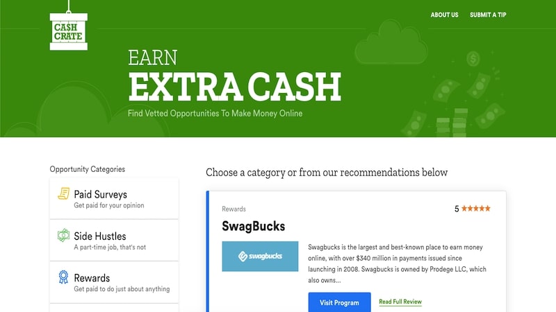CashCrate homepage