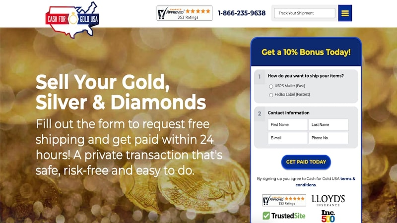 cash for gold usa homepage