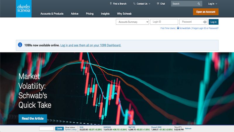 Charles Schwab homepage