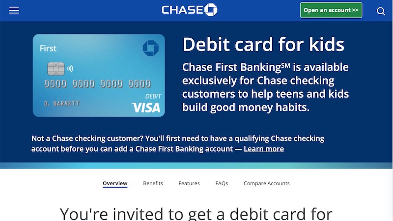 Chase debit cards for kids