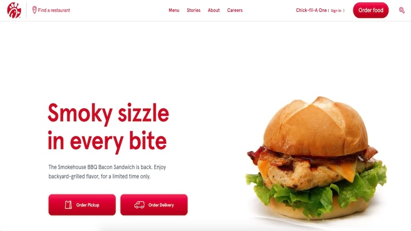 Chick-Fil-A homepage