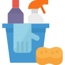 Cleaning supplies with sponge icon