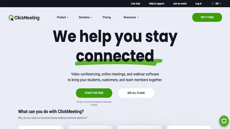 clickmeeting homepage