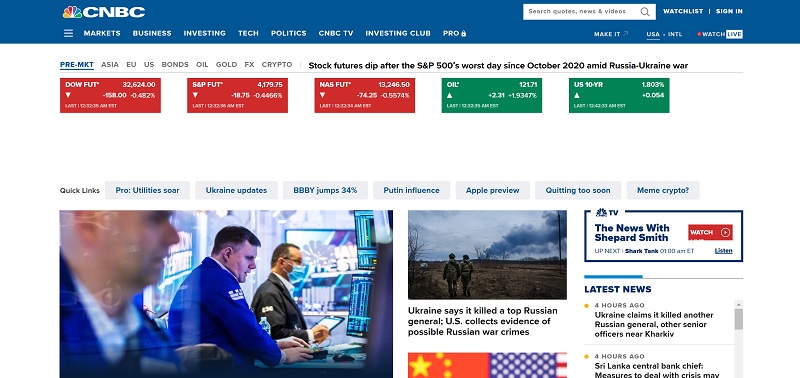 cnbc home page