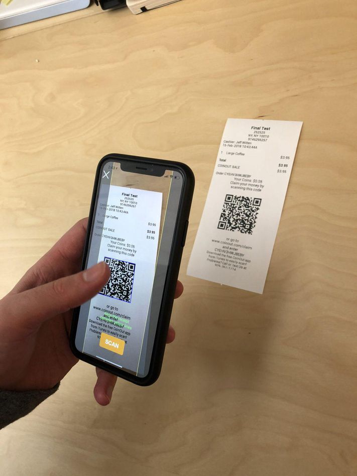 scan of receipt with CoinOut