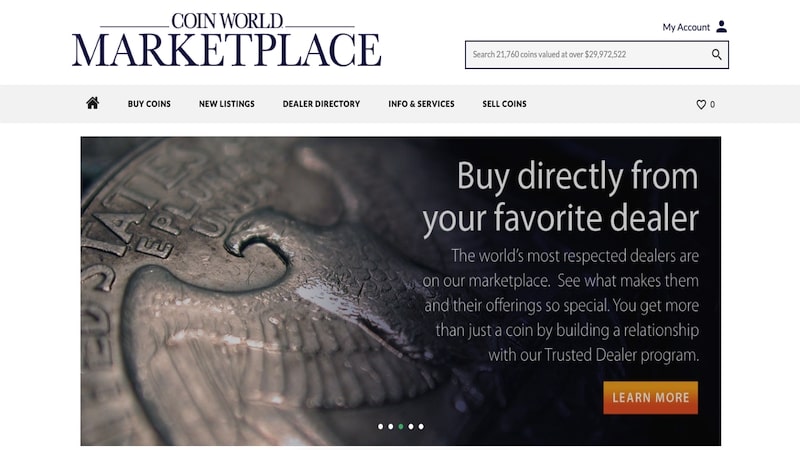 Coin World Marketplace homepage