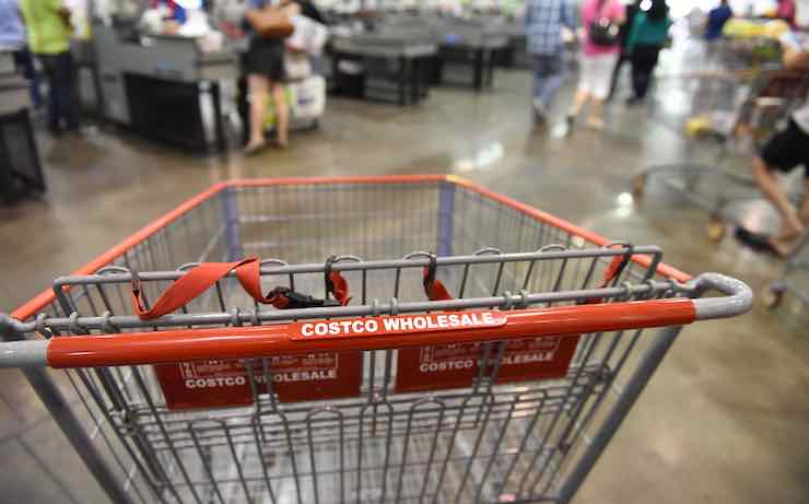 Costco Wholesale cart at checkout in the store