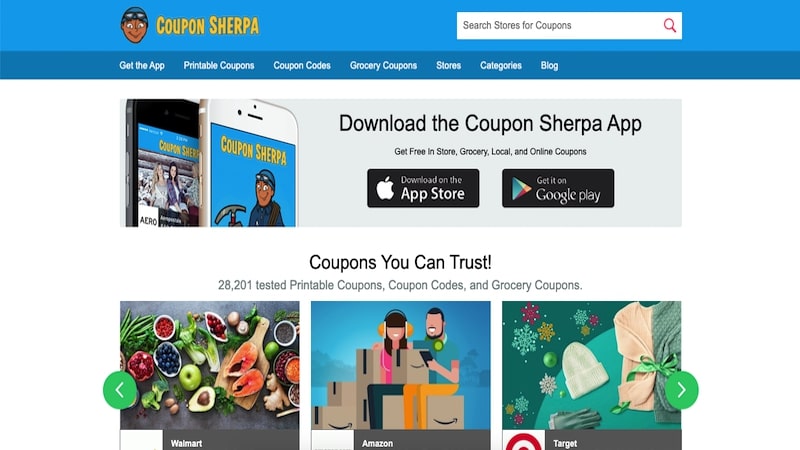coupon sherpa homepage