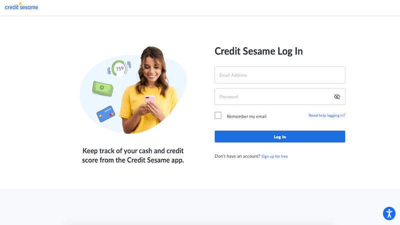 Credit Sesame home page