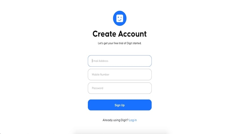 Digit sign up page