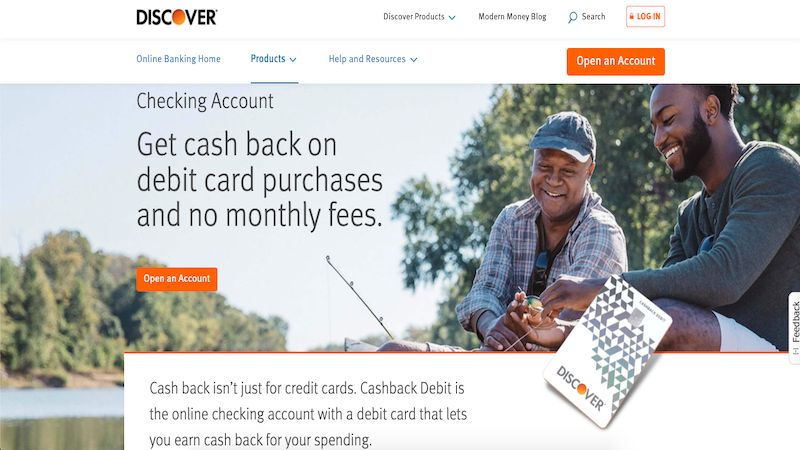 Discover Cash Back Debit page