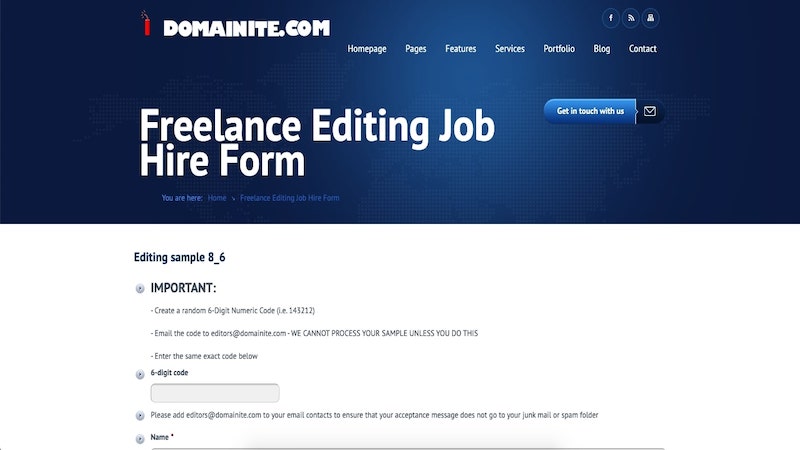 Domainite editing career page