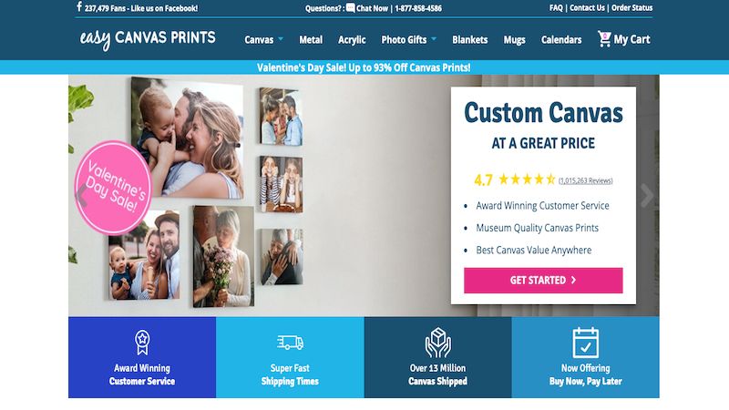 Easy Canvas Prints home page