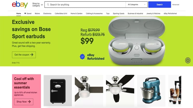 eBay homepage