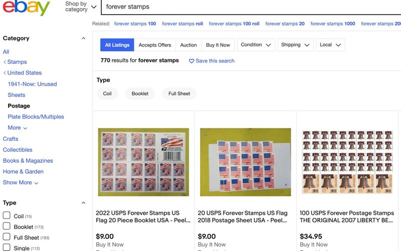 ebay.com forever stamps