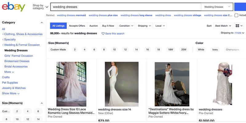 ebay wedding dressses
