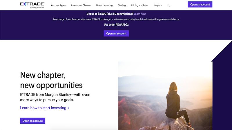 E-Trade homepage