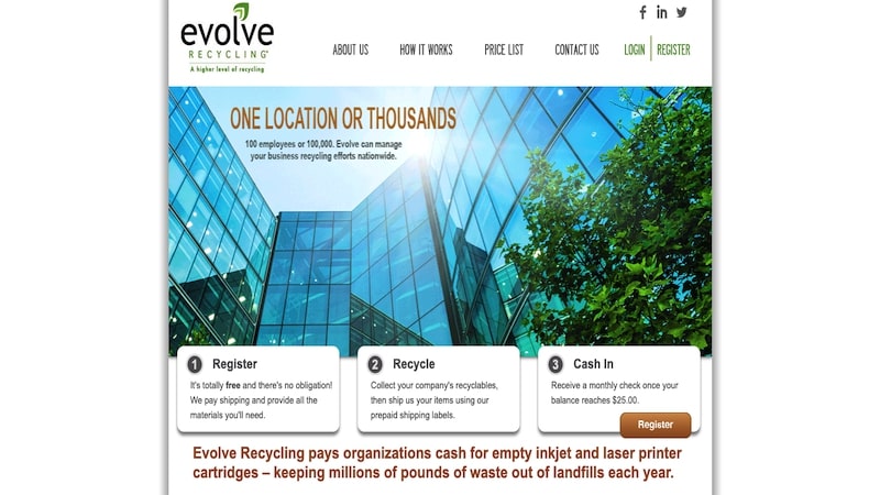 Evolve Recycling homepage