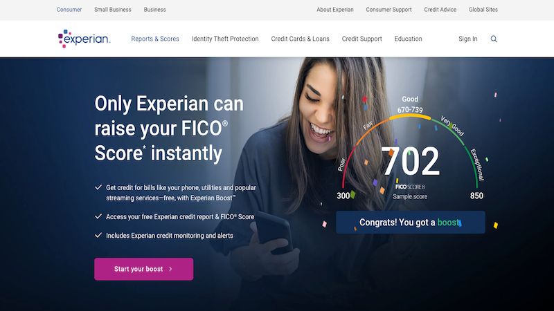 Experian home page