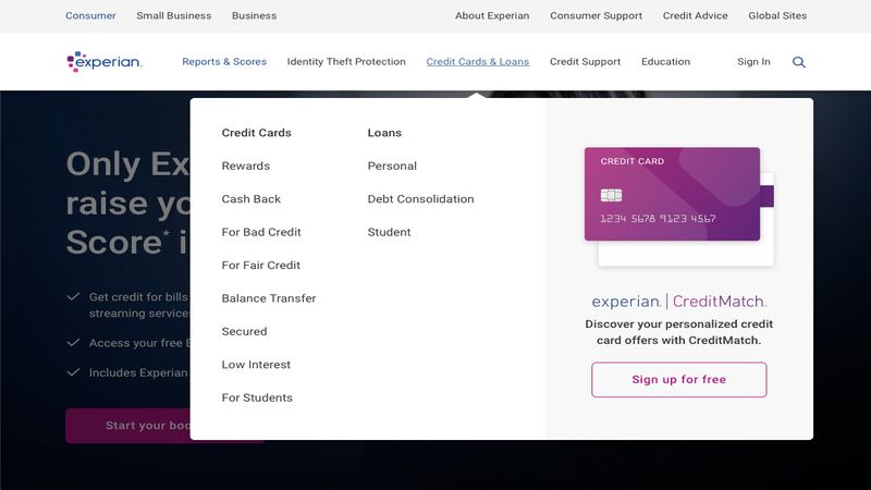 Experian home page