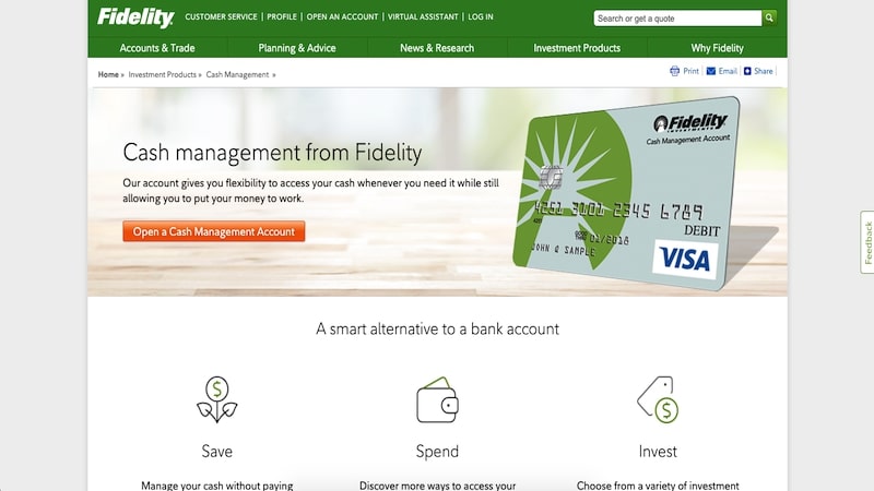 fidelity cash management homepage