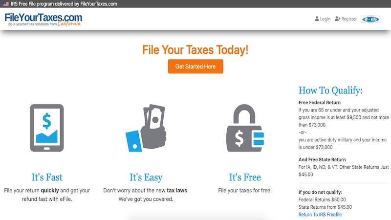 FileYourTaxes home page