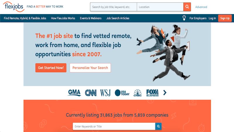 FlexJobs home page