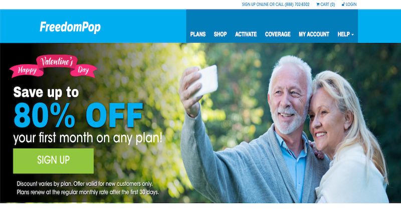 FreedomPop home page
