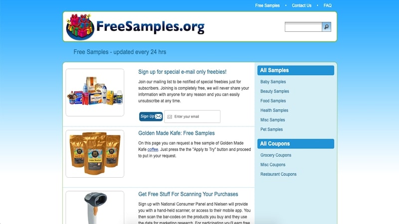 FreeSamples.org homepage