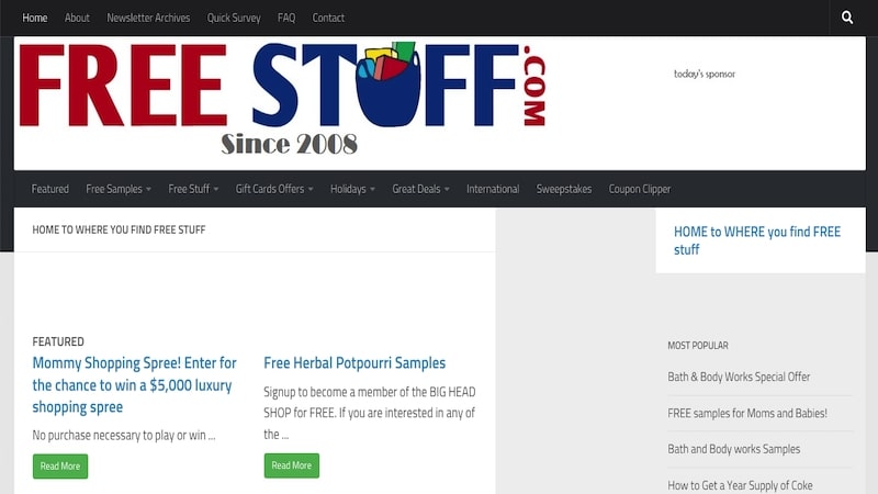 FreeStuff.com homepage