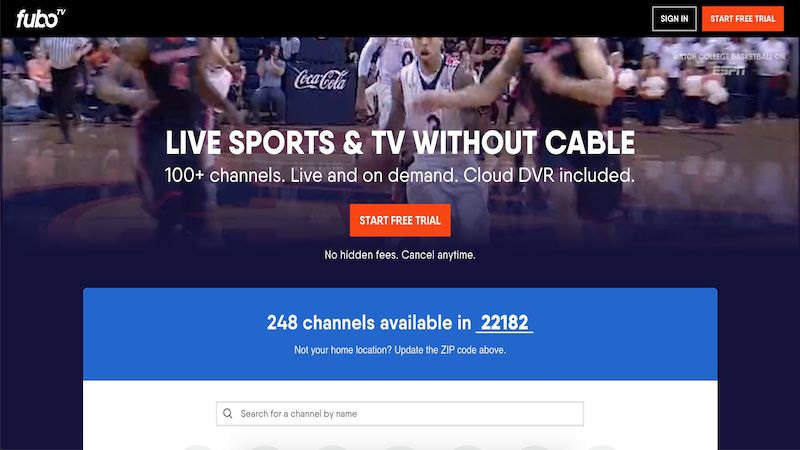 fuboTV homepage