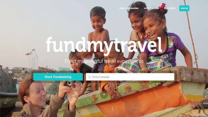 FundMyTravel home page