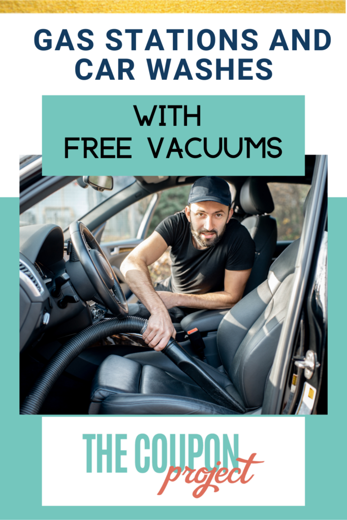 gas stations and car washes with free vacuums - pinterest image