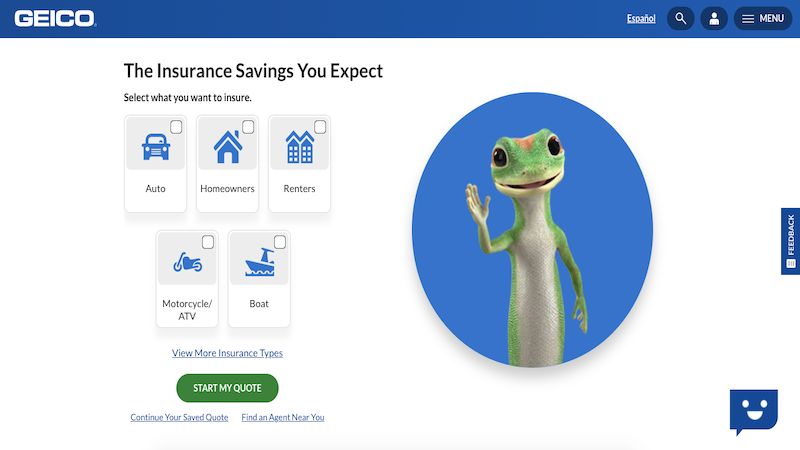 Geico home page