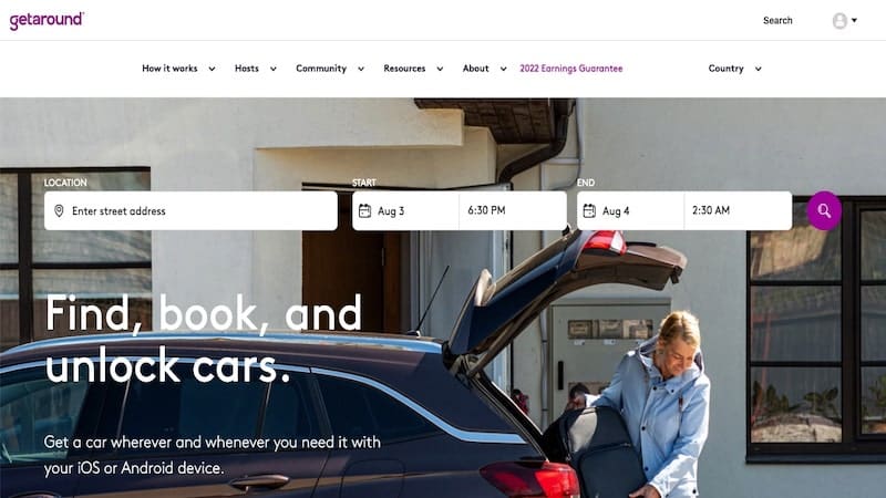 Getaround homepage