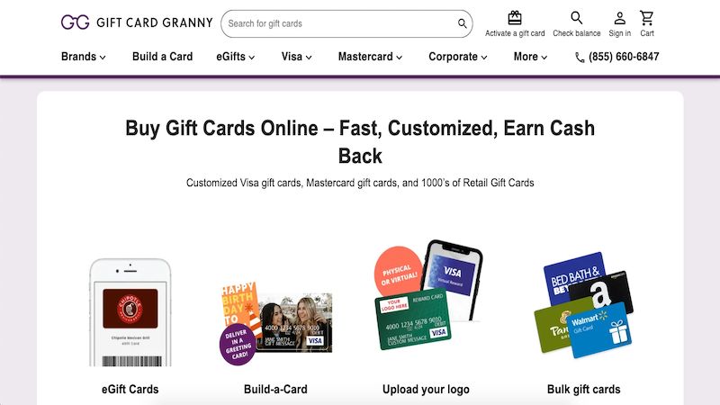 Gift Card Granny homepage