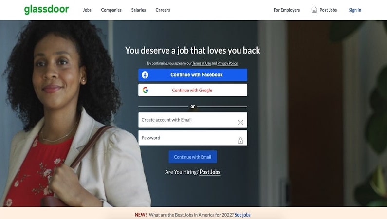 Glassdoor home page