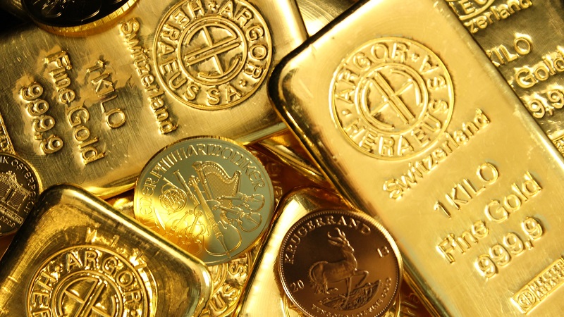 gold bars and coins