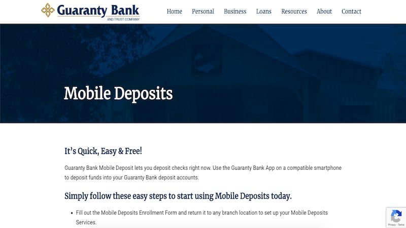 Guaranty Bank home page