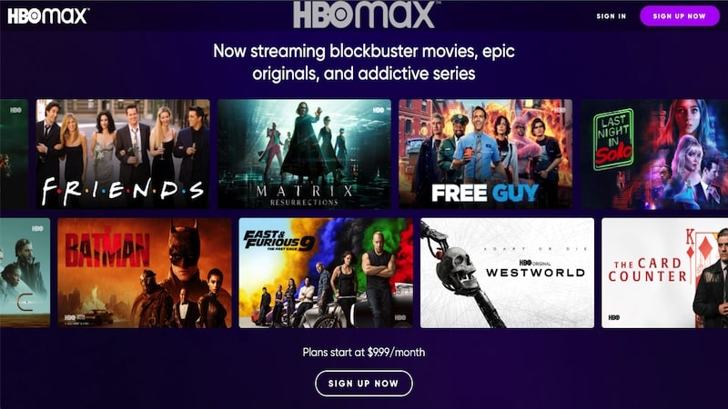HBO Now homepage