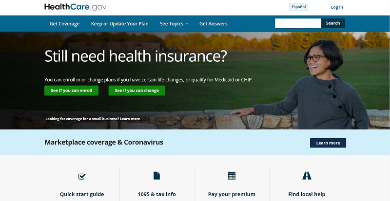 healthcare.gov home page