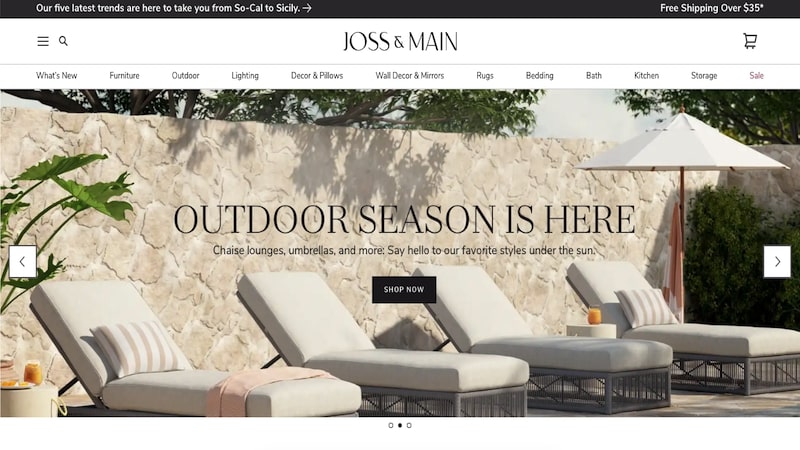 Joss&Main homepage