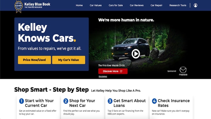 Car Buying by Kelley Blue Book home page